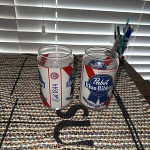 Vintage Pabst Blue Ribbon PBR 16oz Beer Can Shaped Signature Glass